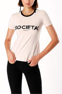 Beige Printed short sleeve t-shirt 19831