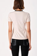 Beige Printed short sleeve t-shirt 19831