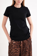 Black Short-sleeve T-shirt with a classic crew neckline 19832