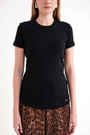 Black Short-sleeve T-shirt with a classic crew neckline 19832