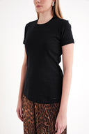 Black Short-sleeve T-shirt with a classic crew neckline 19832