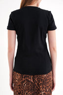 Black Short-sleeve T-shirt with a classic crew neckline 19832