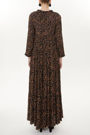 Black Beige Wide cut Pleated maxi dress  93332