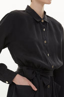 Black Pleated pocket maxi dress 93362