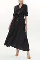 Black Pleated pocket maxi dress 93362