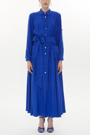 Blue Pleated pocket maxi dress 93362