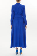 Blue Pleated pocket maxi dress 93362
