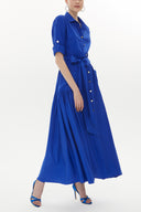 Blue Pleated pocket maxi dress 93362