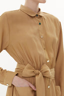 Beige Pleated pocket maxi dress 93362