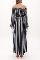 Striped Elastic shoulder and cuff wide cut dress  93379