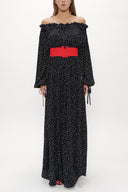 Spotted Elastic shoulder and cuff wide cut dress  93379