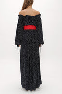 Spotted Elastic shoulder and cuff wide cut dress  93379