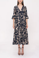 Patterned Pleated dress 93769