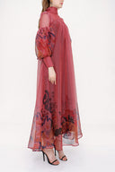 Red Tie neck gown organza dress 93795