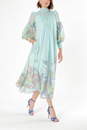 Mint Tie neck gown organza dress 93795