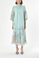 Mint Tie neck gown organza dress 93795