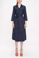 Navy Blue Belted wide cut shirt dress 93995