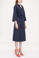 Navy Blue Belted wide cut shirt dress 93995
