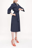 Navy Blue Belted wide cut shirt dress 93995