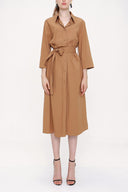 Camel Hair Belted wide cut shirt dress 93995