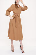 Camel Hair Belted wide cut shirt dress 93995