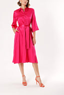 Dark Pink Belted wide cut shirt dress 93995