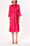 Dark Pink Belted wide cut shirt dress 93995