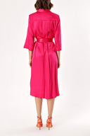Dark Pink Belted wide cut shirt dress 93995