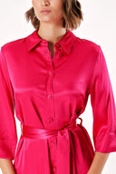 Dark Pink Belted wide cut shirt dress 93995