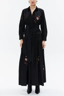 Black Embroidered maxi taffeta dress 94019