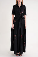 Black Embroidered maxi taffeta dress 94643 RPT