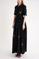Black Embroidered maxi taffeta dress 94643 RPT