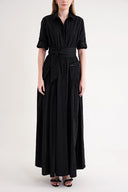 Black Pleated maxi taffeta dress 94646 RPT