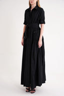 Black Pleated maxi taffeta dress 94646 RPT