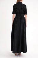 Black Pleated maxi taffeta dress 94646 RPT