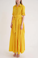 Yellow Pleated maxi taffeta dress 94646 RPT