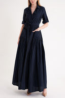 Navy Blue Pleated maxi taffeta dress 94646 RPT