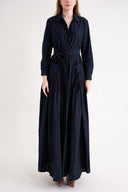 Navy Blue Pleated maxi taffeta dress 94646 RPT