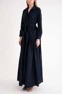 Navy Blue Pleated maxi taffeta dress 94646 RPT