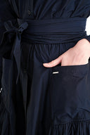 Navy Blue Pleated maxi taffeta dress 94646 RPT