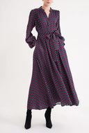 Patterned Gathered long dress 94708 RPT