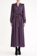 Patterned Gathered long dress 94708 RPT