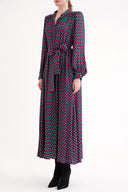 Patterned Gathered long dress 94708 RPT