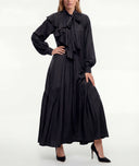 Black Long loose-fitting dress with scarf detail 94727 RPT