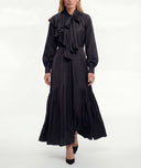 Black Long loose-fitting dress with scarf detail 94727 RPT