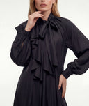 Black Long loose-fitting dress with scarf detail 94727 RPT