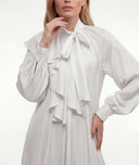 White Long loose-fitting dress with scarf detail 94727 RPT