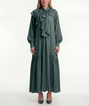 Green Long loose-fitting dress with scarf detail 94727 RPT
