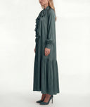 Green Long loose-fitting dress with scarf detail 94727 RPT