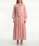 Pink Long loose-fitting dress with scarf detail 94727 RPT